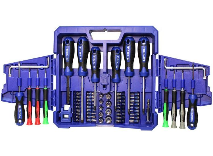 Faithfull Fold Out Screwdriver &amp; Bit Set, 63 Piece