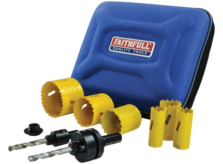 Faithfull Universal Varipitch Holesaw Electrician's Kit, 9 Piece 16-51mm
