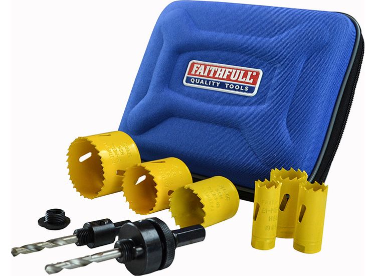 Faithfull Universal Varipitch Holesaw Plumber's Kit, 9 Piece 19-57mm