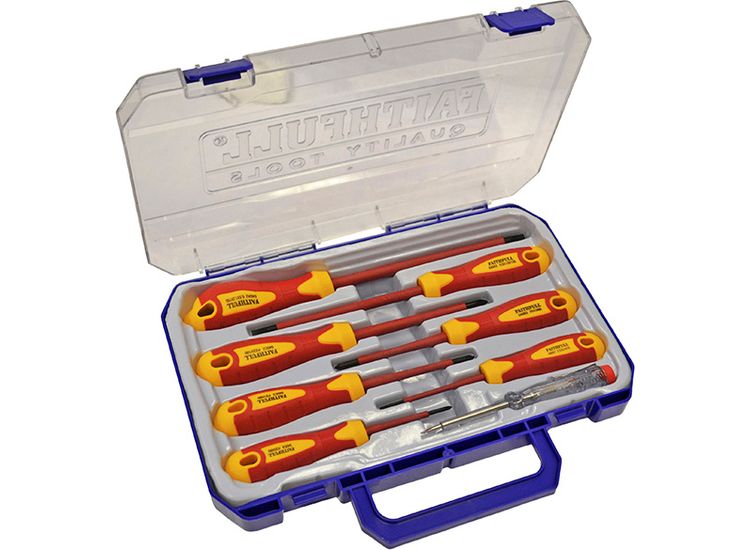 Faithfull VDE Soft Grip Screwdriver Set (Case), 8 Piece