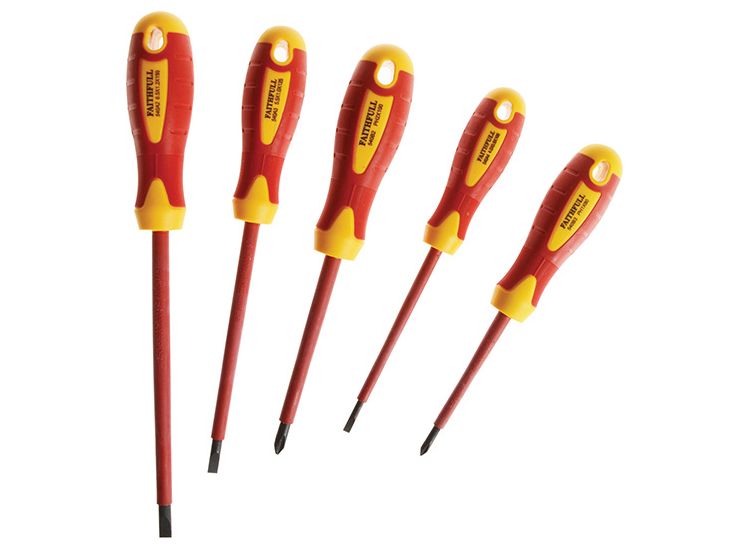 Faithfull VDE Soft Grip Screwdriver Set, 5 Piece