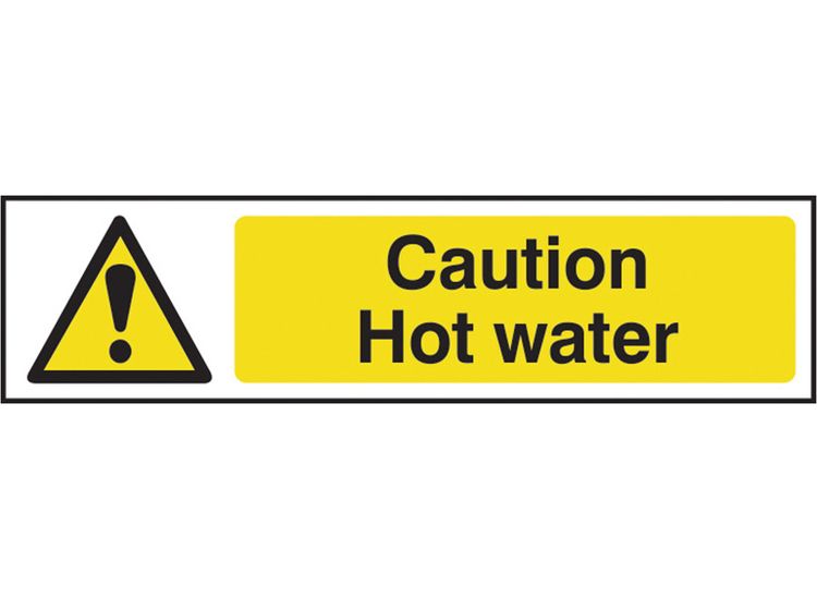 Scan Caution Hot Water - PVC Sign 200 x 50mm