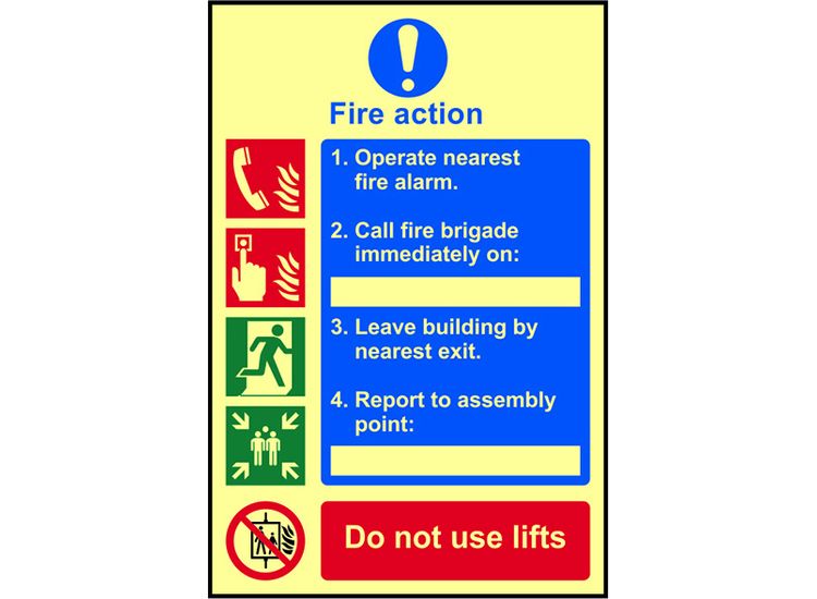 Scan Fire Action Procedure - Photoluminescent Sign 200 x 300mm