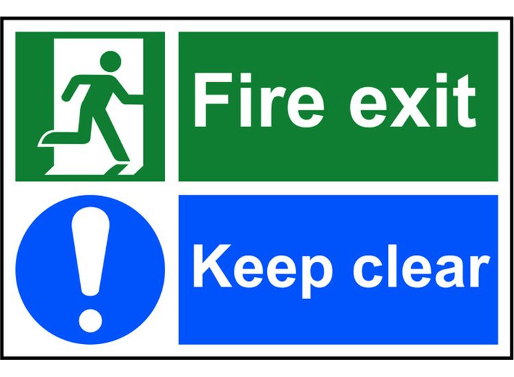 Scan Fire Exit Keep Clear - Split PVC Sign 300 x 200mm