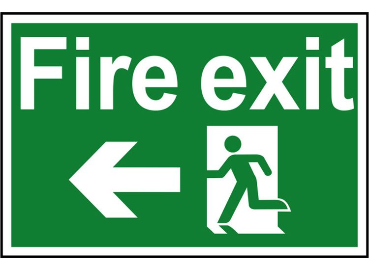 Scan Fire Exit Running Man Arrow Left - PVC Sign 300 x 200mm