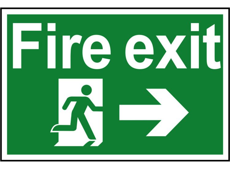 Scan Fire Exit Running Man Arrow Right - PVC Sign 300 x 200mm