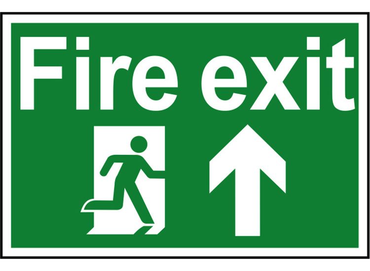Scan Fire Exit Running Man Arrow Up - PVC Sign 300 x 200mm