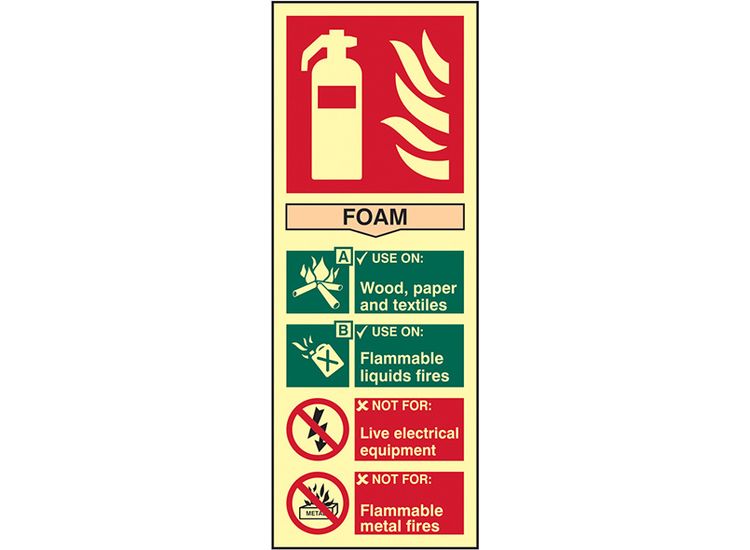 Scan Fire Extinguisher Composite Foam - Photoluminescent 75 x 200mm