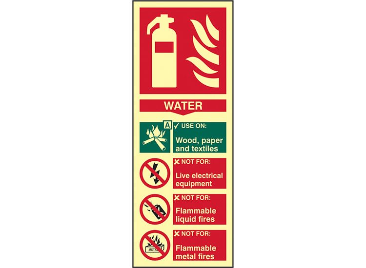 Scan Fire Extinguisher Composite Water - Photoluminescent 75 x 200mm