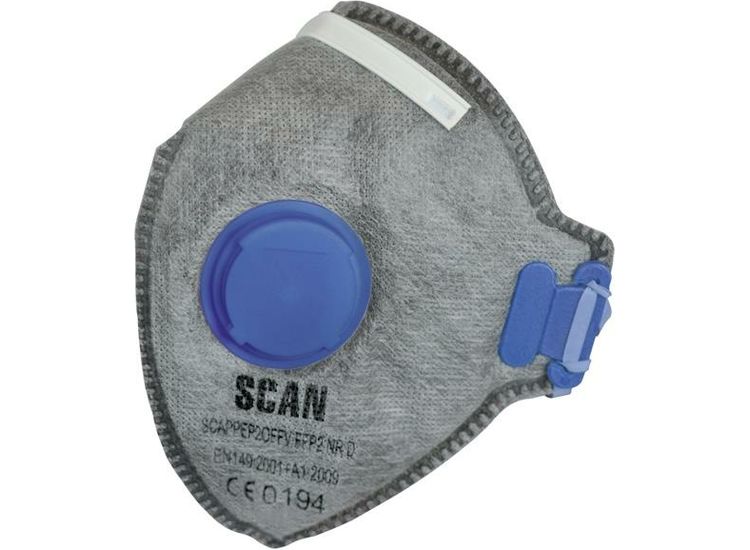 Scan Fold Flat Disposable Odour Mask Valved FFP2 Protection (Pack 3)