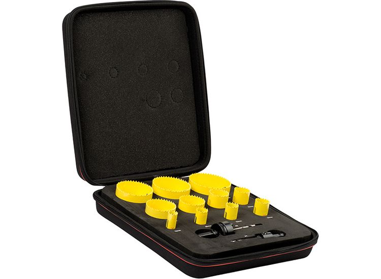 Starrett KFC11021 Fast Cut Bi-Metal Deluxe Electrician's Holesaw Kit, 13 Piece
