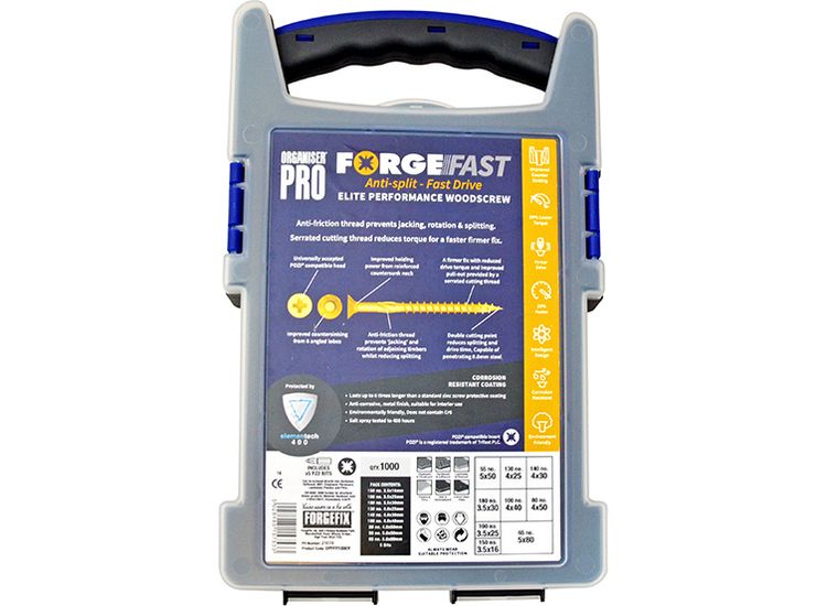 ForgeFix ForgeFast Pozi Compatible Elite Performance Wood Screw Organiser 1000 Piece
