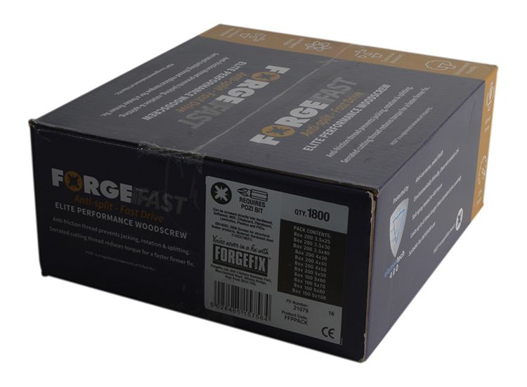 ForgeFix ForgeFast Pozi Compatible Wood Screw Forge Pack 1800 Piece