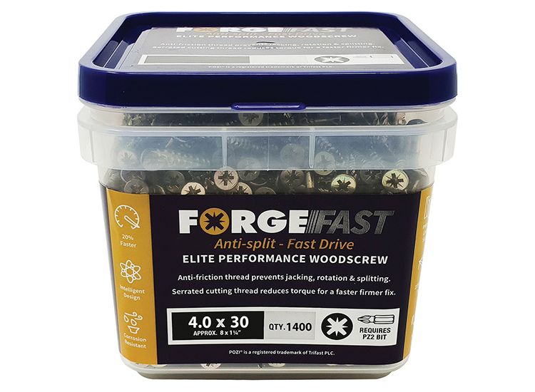 ForgeFix ForgeFast Pozi Compatible Wood Screws, Tub