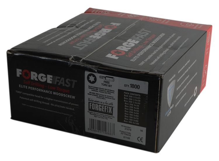 ForgeFix ForgeFast Torx® Compatible Wood Screw Pack 1800 Piece