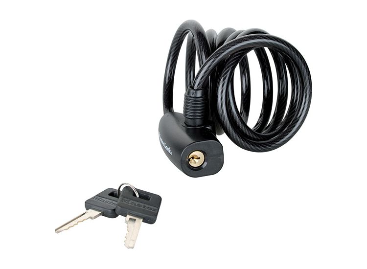Master Lock Black Self Coiling Keyed Cable 1.8m x 8mm