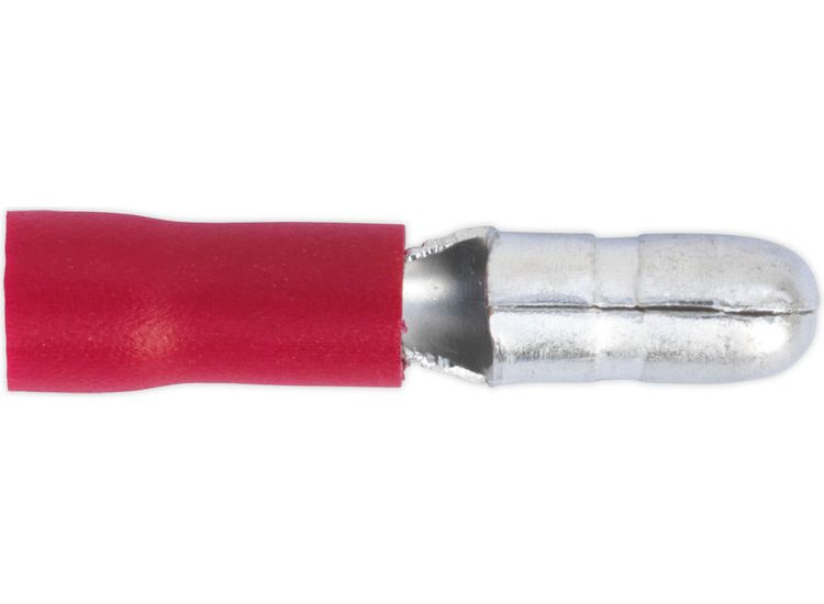 Sealey RT11 Bullet Terminal &amp;#8709;4mm Male Red Pack of 100