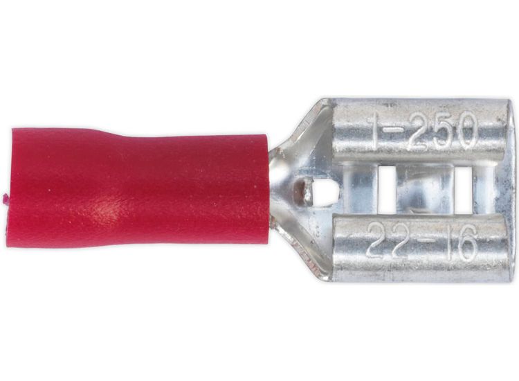 Sealey RT21 Push-On Terminal 6.3mm Female Red Pack of 100