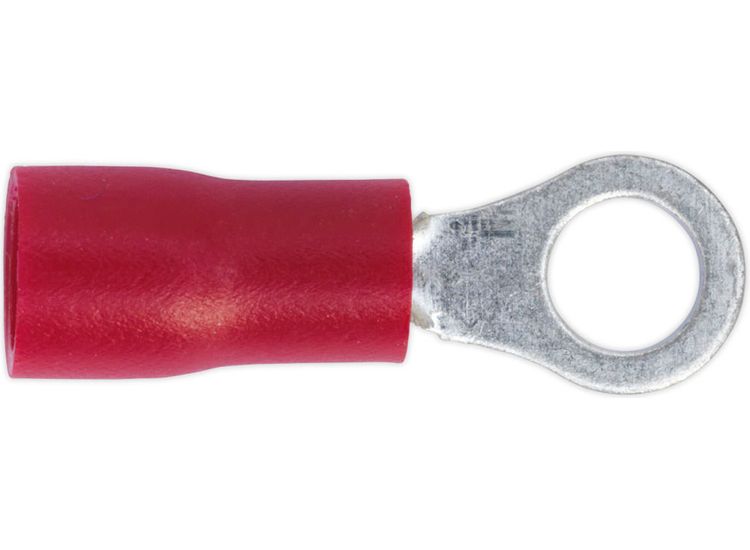 Sealey RT24 Easy-Entry Ring Terminal &amp;#8709;4.3mm (4BA) Red Pack of 100