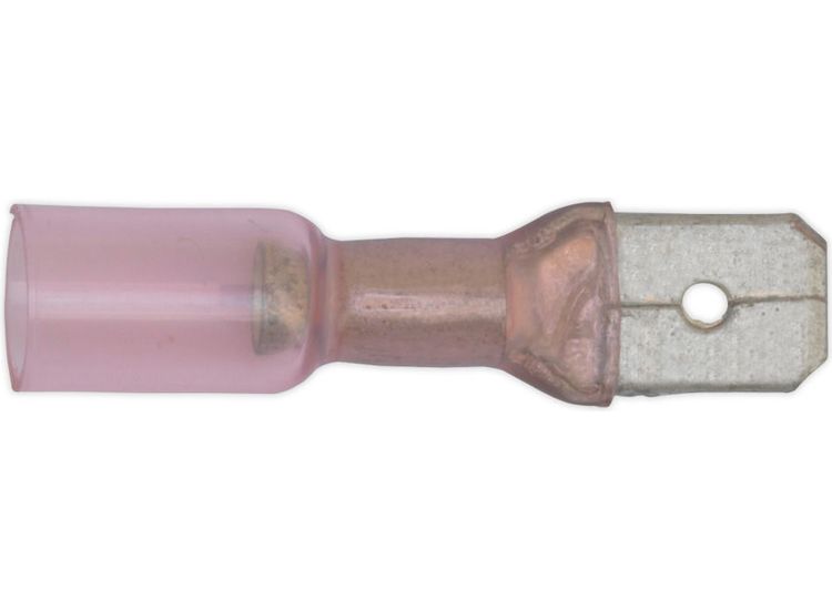 Sealey RTSPM25 Heat Shrink Push-On Terminal 6.3mm Male Red Pack of 25