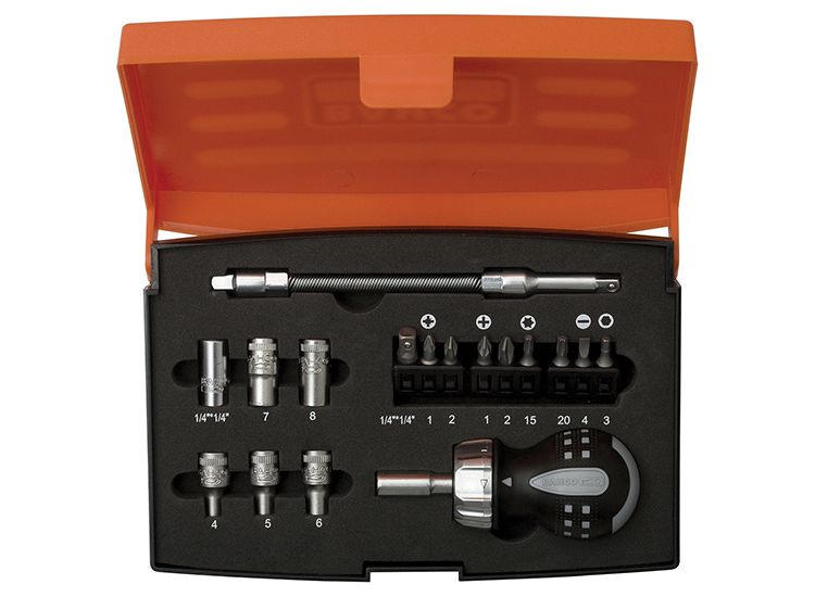 Bahco 808050S-18 Stubby Ratchet Screwdriver Set, 18 Piece