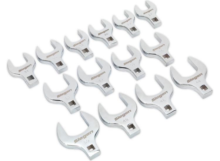 Sealey S01109 Crow's Foot Open End Spanner Set 14pc 1/2"Sq Drive Metric