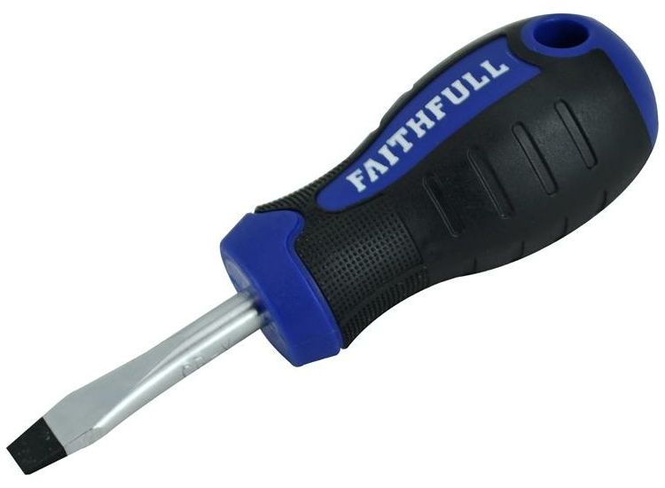Faithfull Soft Grip Stubby Screwdriver Flared Slotted Tip 6.5 x 38mm
