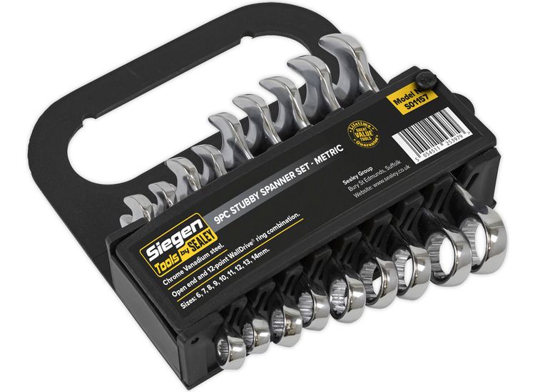 Sealey S01157 Stubby Combination Spanner Set 9pc - Metric
