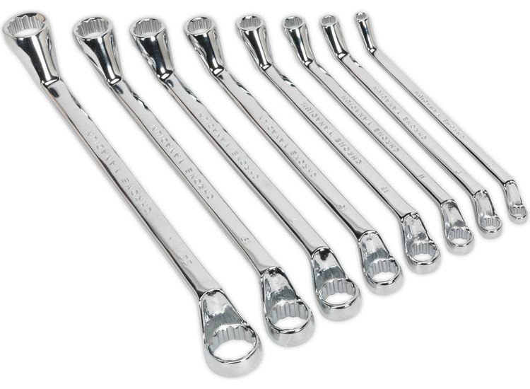 Sealey S0405 Deep Offset Ring Spanner Set 8pc Metric
