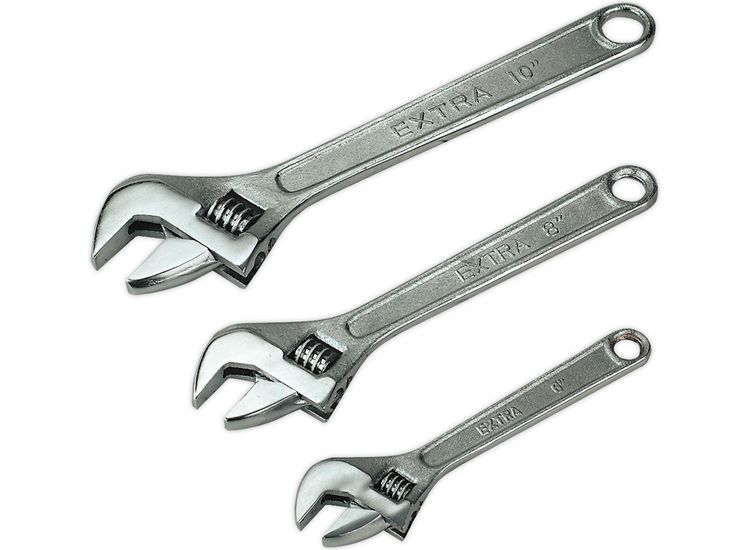 Sealey S0448 Adjustable Wrench Set 3pc 150, 200 &amp; 250mm