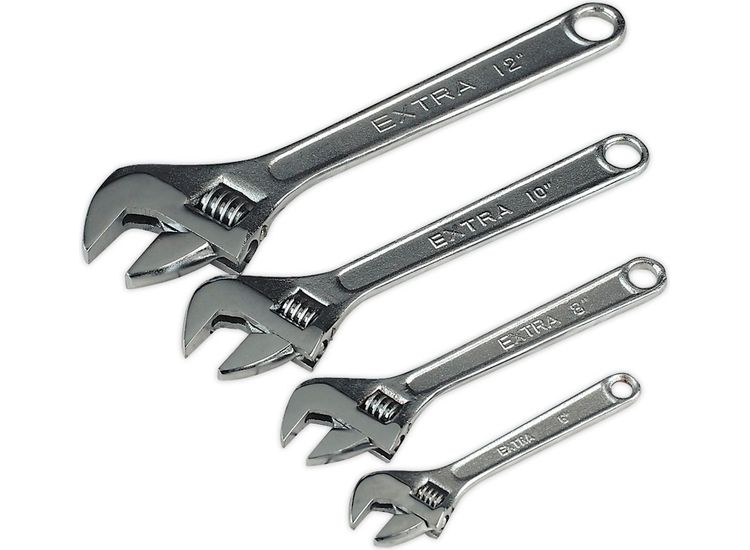 Sealey S0449 Adjustable Wrench Set 4pc 150, 200, 250 &amp; 300mm