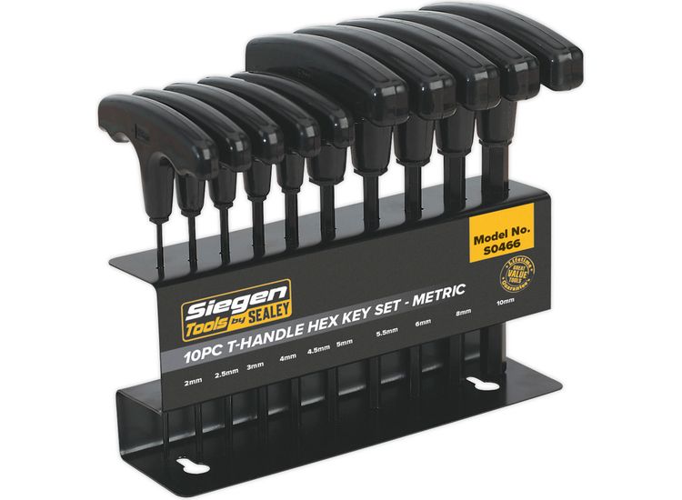 Sealey S0466 Hex Key Set 10pc T-Handle - Metric