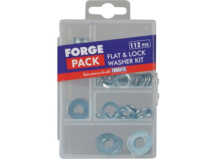 ForgeFix Flat &amp; Lock Washer Kit, 112 Piece