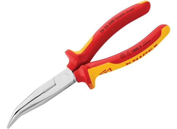Knipex VDE Long Bent Snipe Nose Side Cutting Pliers 200mm