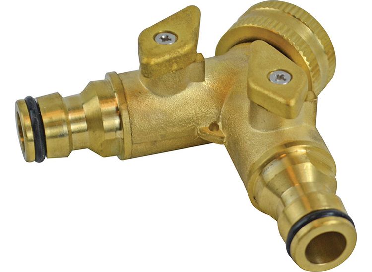 Faithfull 2 Way Shut Off Valve 19mm (3/4in) to 2 x 12.5mm (1/2in)