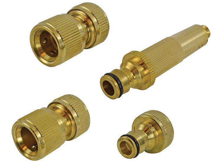 Faithfull Brass Nozzle &amp; Fittings Kit 4 Piece 12.5mm (1/2in)