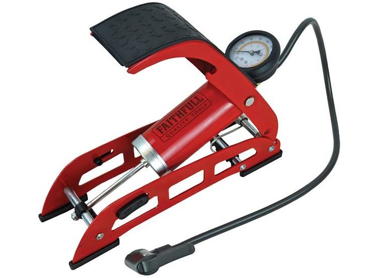 Faithfull Foot Pump Single Cylinder with Gauge