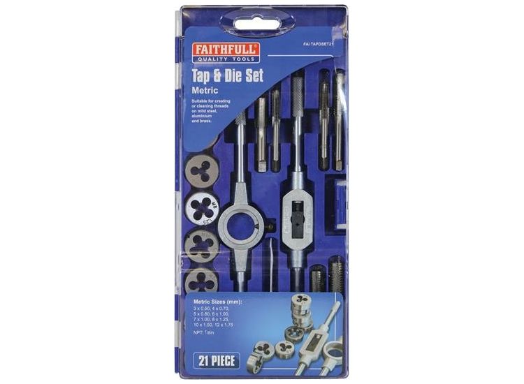 Faithfull Metric Tap &amp; Die Set of 21 Carbon Steel