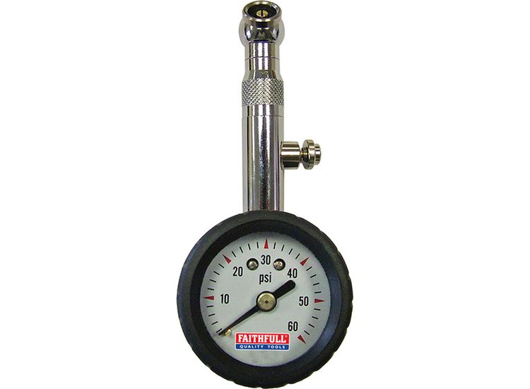 Faithfull Tyre Pressure Dial Gauge 60 psi