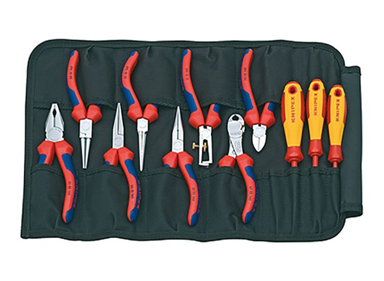 Knipex Pliers &amp; Screwdriver Set in Tool Roll, 11 Piece