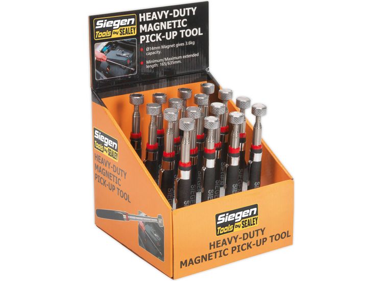 Sealey S0823DB Heavy-Duty Magnetic Pick-Up Tool 3.6kg Capacity Display Box of 16