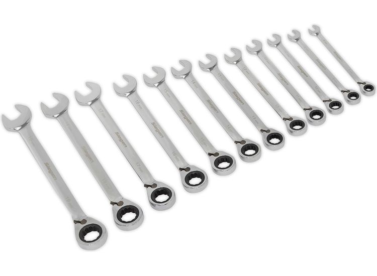 Sealey S0840 Reversible Ratchet Combination Spanner Set 12pc Metric