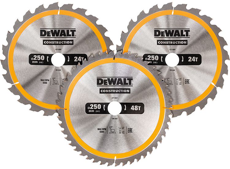 DEWALT DT1964 Construction Circular Saw Blade 3 Pack 305 x 30mm x 24T/48T/60T
