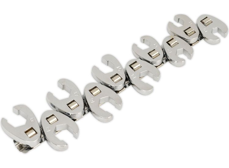 Sealey S0845 Crow's Foot Wrench Set 10pc Flare Nut 3/8"Sq Drive Metric
