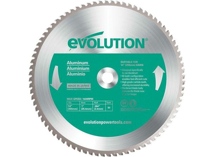 Evolution Aluminium Cutting Chop Saw Blade 355 x 25.4mm x 80T