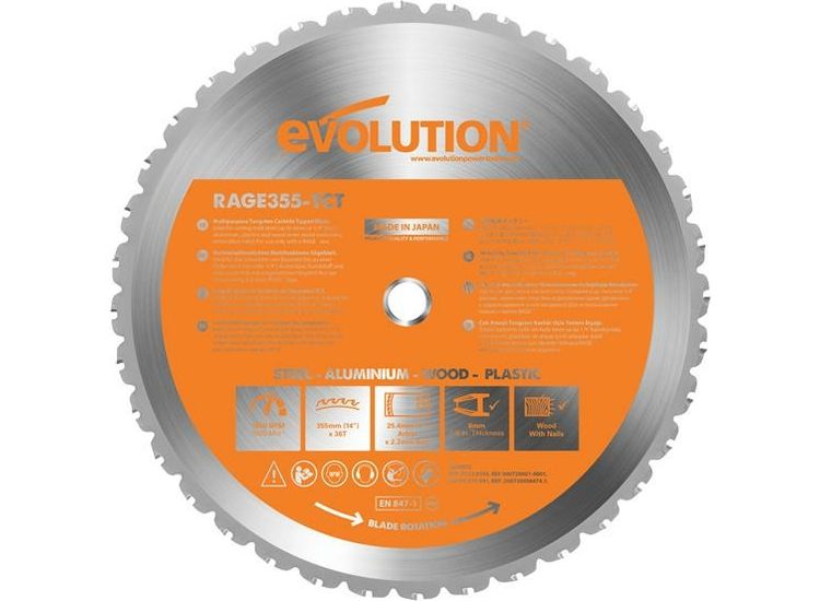 Evolution Multi-Material Chop Saw Blade 355 x 25.4mm x 36T