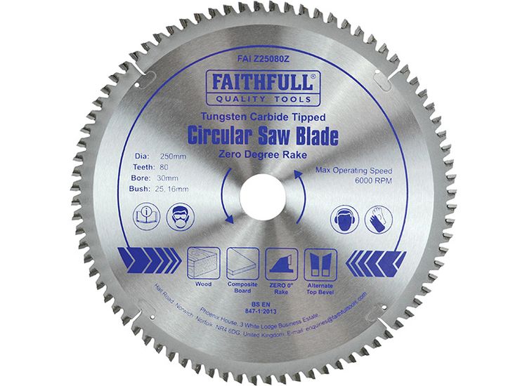 Faithfull Professional Zero Degree TCT Circular Saw Blade