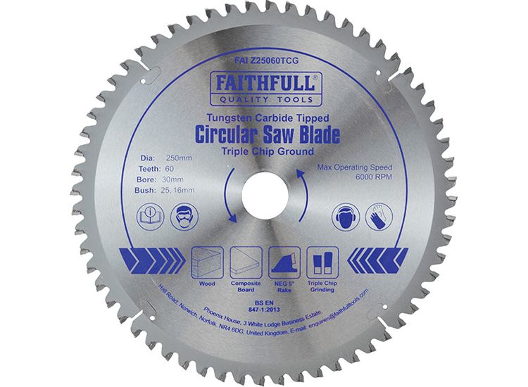 Faithfull TCT Circular Saw Blade, Negative Rake