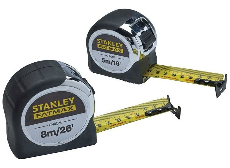 STANLEY® FatMax® Chrome Pocket Tapes 5m/16ft &amp; 8m/26ft (Twin Pack)
