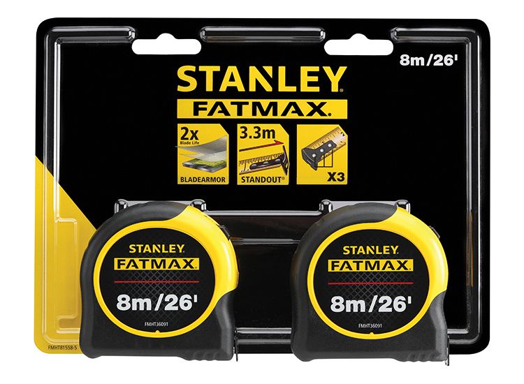 STANLEY® FatMax® Classic Tape Twin Pack 8m/26ft (Width 32mm)